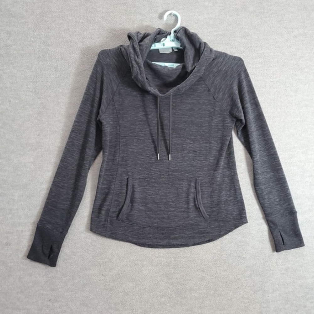 Athleta Women Sweatshirt Small Gray‎ Techie Sweat Hoodie Cowl Neck Pullover